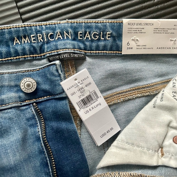 American Eagle Extra Long High Waisted Flare Jeans - Picture 3 of 4